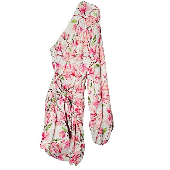 BRONX & BANCO Layla Pink Bow Back One Shoulder Silk Mini Dress Size Medium - Picture 6 of 16